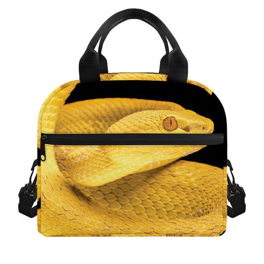 Yellow Snake Print Insulated Lunch Bag
