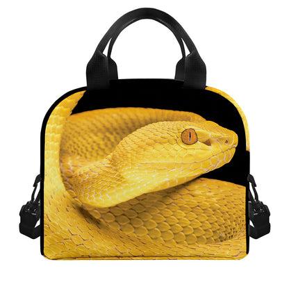Yellow Snake Print Insulated Lunch Bag