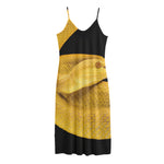 Yellow Snake Print Jersey Midi Cami Dress