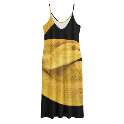 Yellow Snake Print Jersey Midi Cami Dress