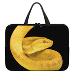 Yellow Snake Print Laptop Sleeve With Handle
