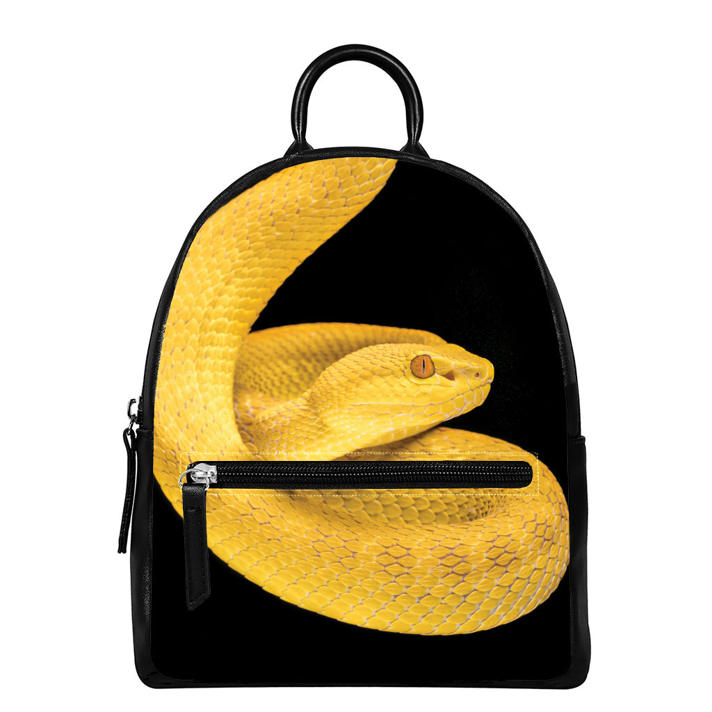 Yellow Snake Print Leather Backpack