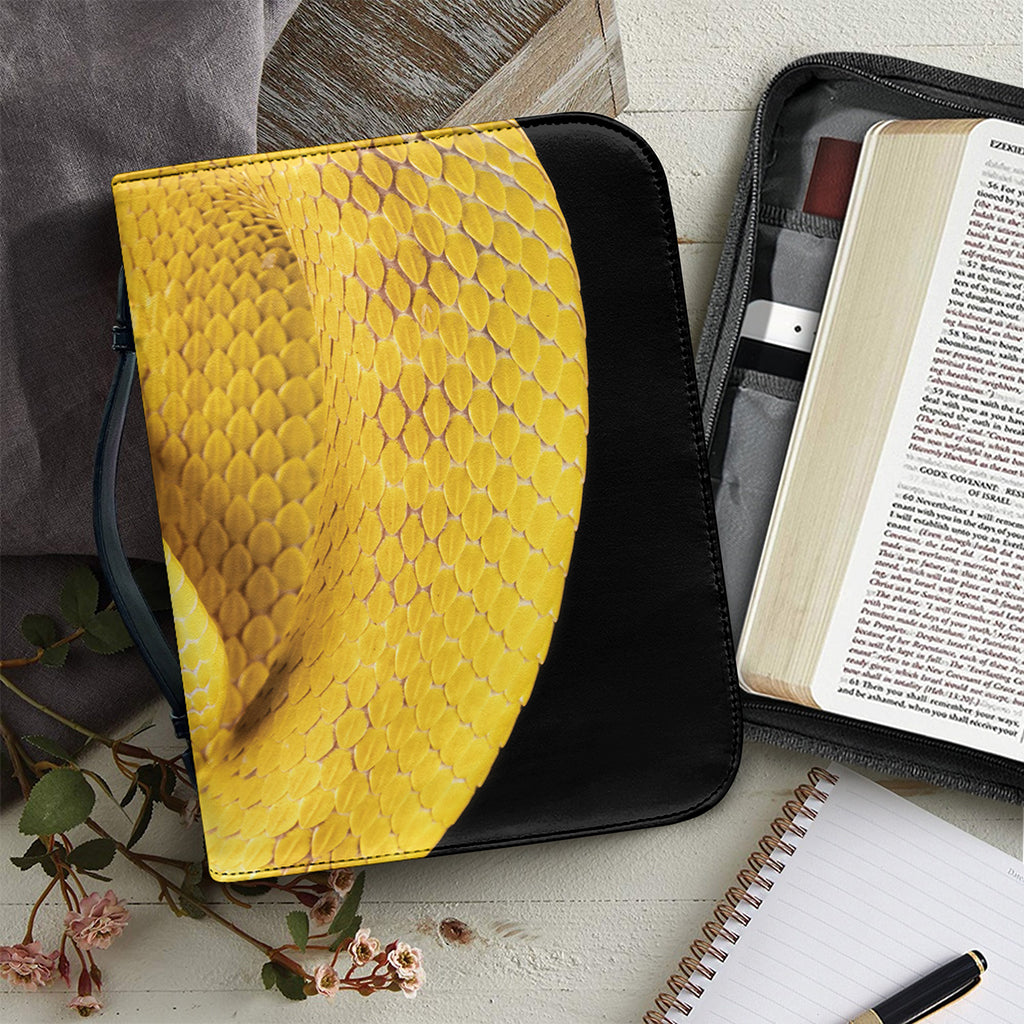 Yellow Snake Print Leather Bible Cover