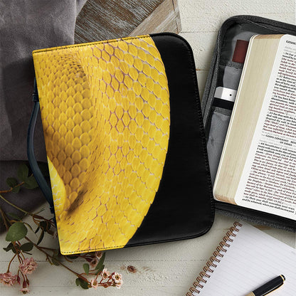 Yellow Snake Print Leather Bible Cover