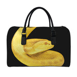 Yellow Snake Print Leather Duffle Bag