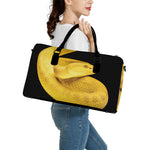 Yellow Snake Print Leather Duffle Bag