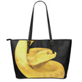 Yellow Snake Print Leather Tote Bag With Zipper