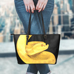 Yellow Snake Print Leather Tote Bag