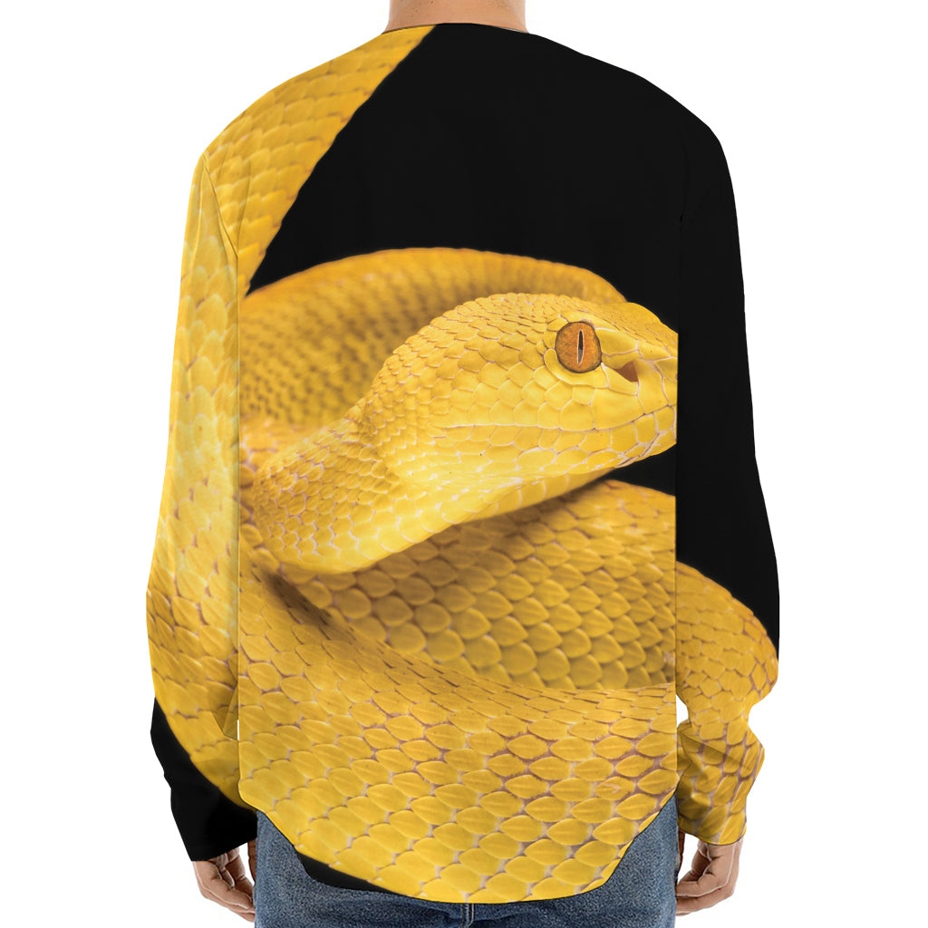 Yellow Snake Print Long Sleeve Baseball Jersey