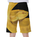 Yellow Snake Print Men's Beach Shorts