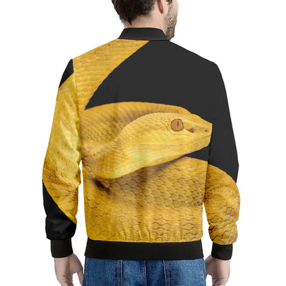 Yellow Snake Print Men's Bomber Jacket