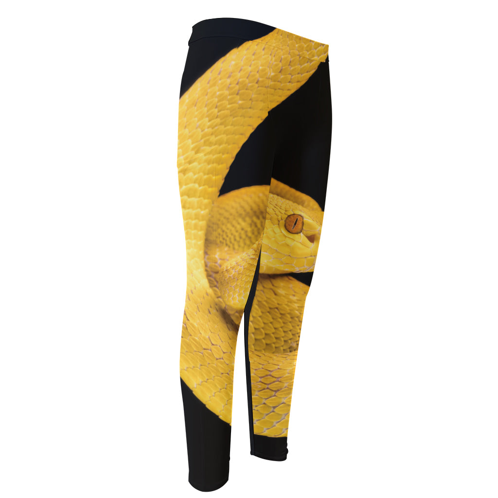 Yellow Snake Print Men's Compression Pants