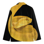 Yellow Snake Print Men's Cotton Blazer