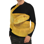 Yellow Snake Print Men's Long Sleeve Rash Guard