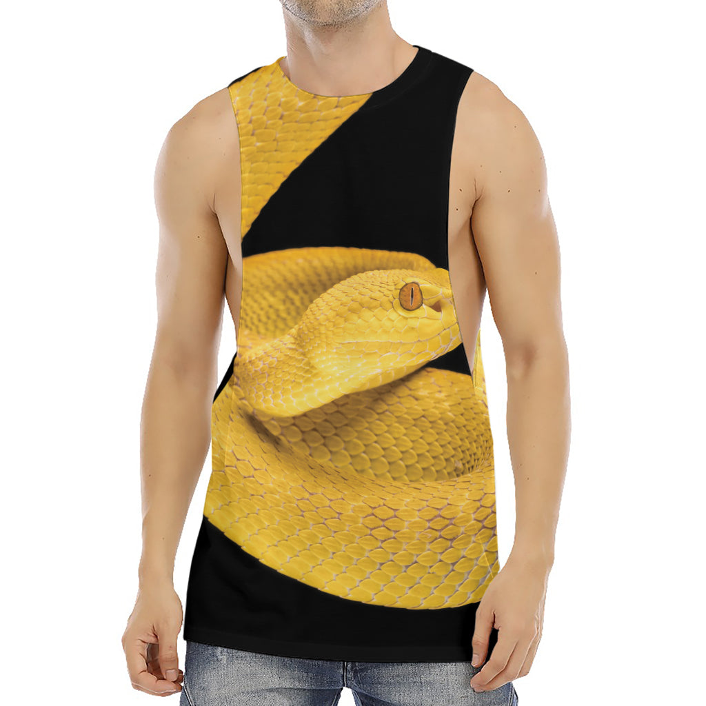 Yellow Snake Print Men's Muscle Tank Top