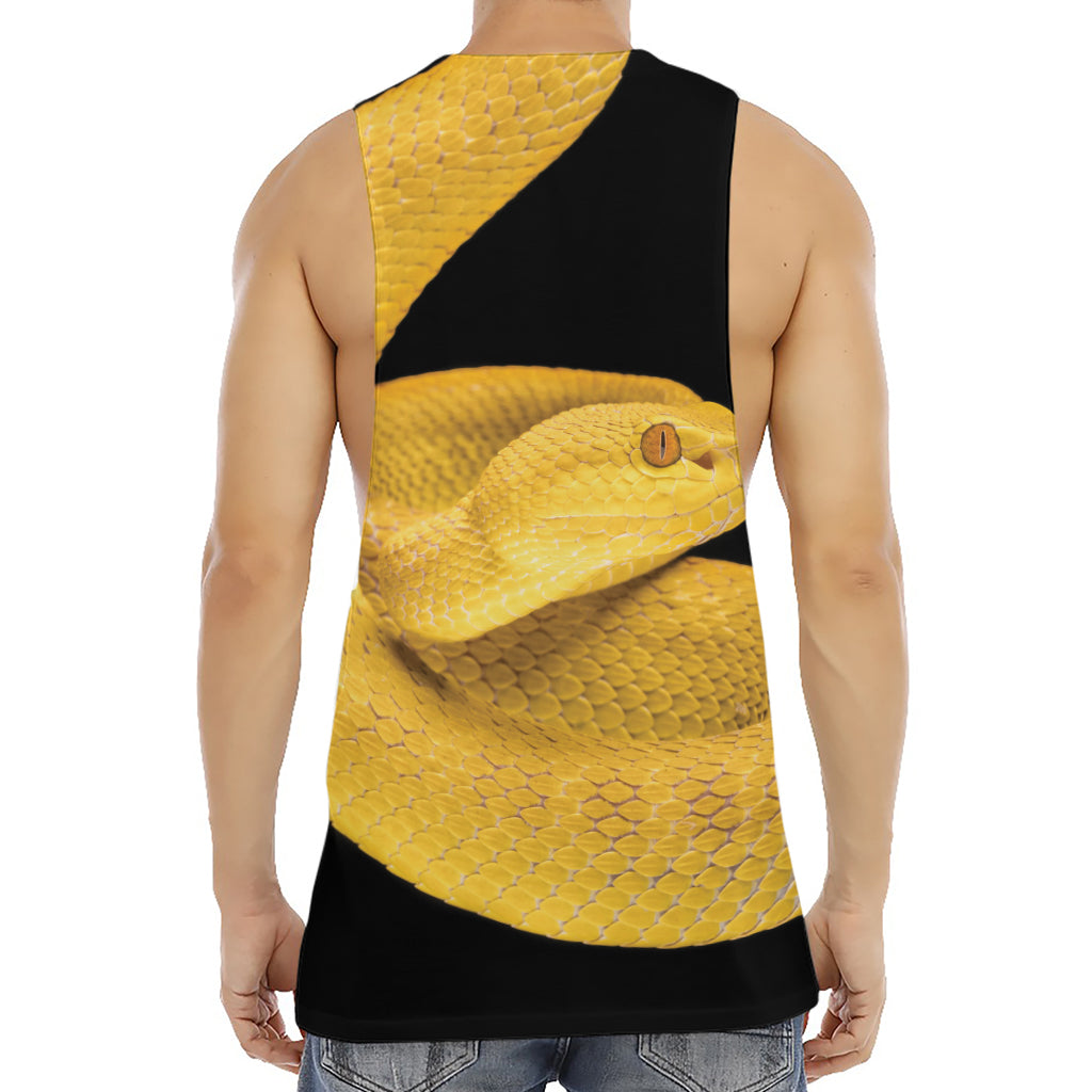 Yellow Snake Print Men's Muscle Tank Top