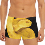 Yellow Snake Print Men's Short Boxer Briefs