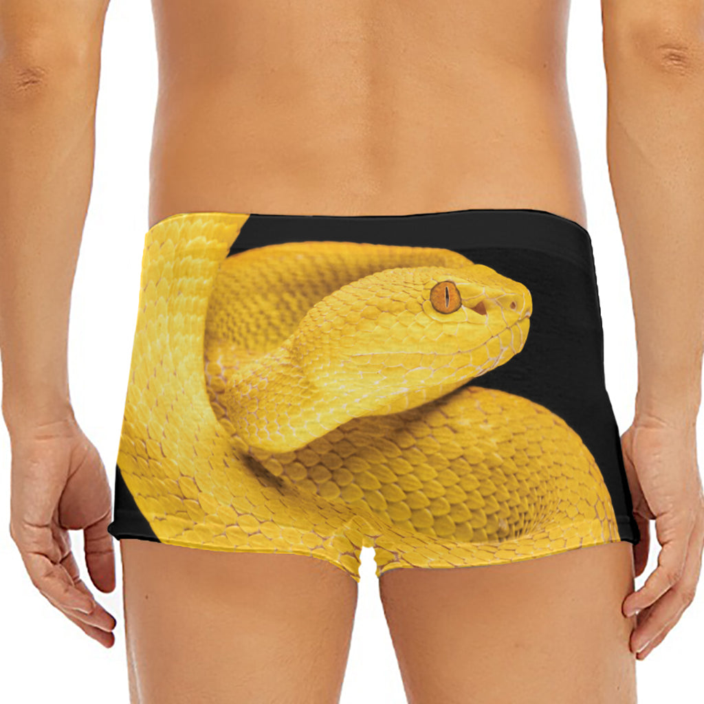 Yellow Snake Print Men's Short Boxer Briefs