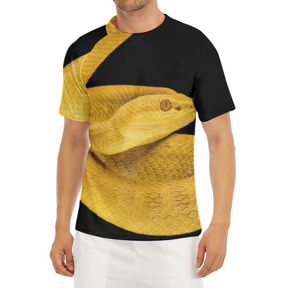 Yellow Snake Print Men's Short Sleeve Rash Guard