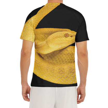 Yellow Snake Print Men's Short Sleeve Rash Guard
