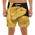 Yellow Snake Print Men's Split Running Shorts