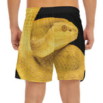 Yellow Snake Print Men's Split Running Shorts