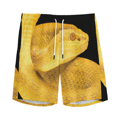 Yellow Snake Print Men's Sports Shorts