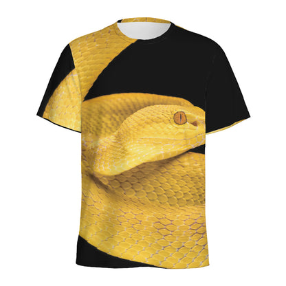 Yellow Snake Print Men's Sports T-Shirt