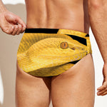 Yellow Snake Print Men's Swim Briefs