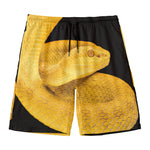 Yellow Snake Print Men's Swim Trunks