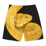 Yellow Snake Print Men's Swim Trunks