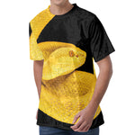 Yellow Snake Print Men's Velvet T-Shirt