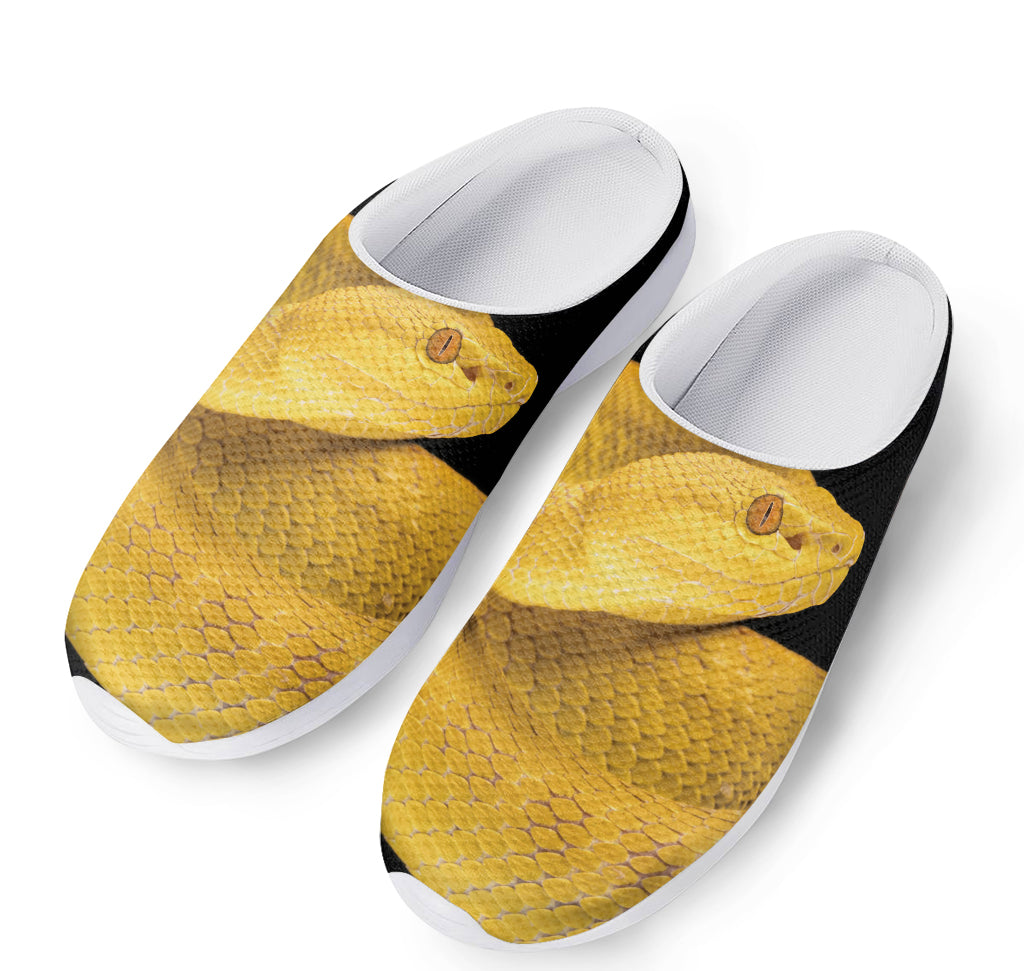 Yellow Snake Print Mesh Casual Shoes
