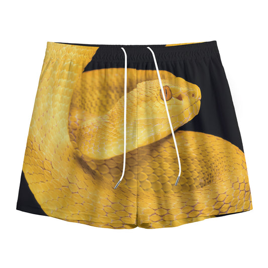 Yellow Snake Print Mesh Shorts