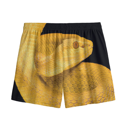 Yellow Snake Print Mesh Shorts