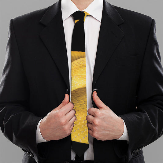 Yellow Snake Print Necktie
