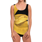 Yellow Snake Print One Piece Swimsuit