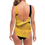Yellow Snake Print One Piece Swimsuit
