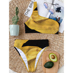 Yellow Snake Print One Shoulder Bikini Top