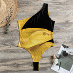 Yellow Snake Print One Shoulder Bodysuit
