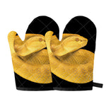 Yellow Snake Print Oven Mitts