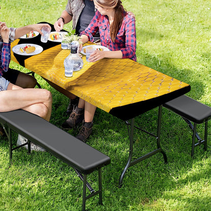 Yellow Snake Print Picnic Table Cover