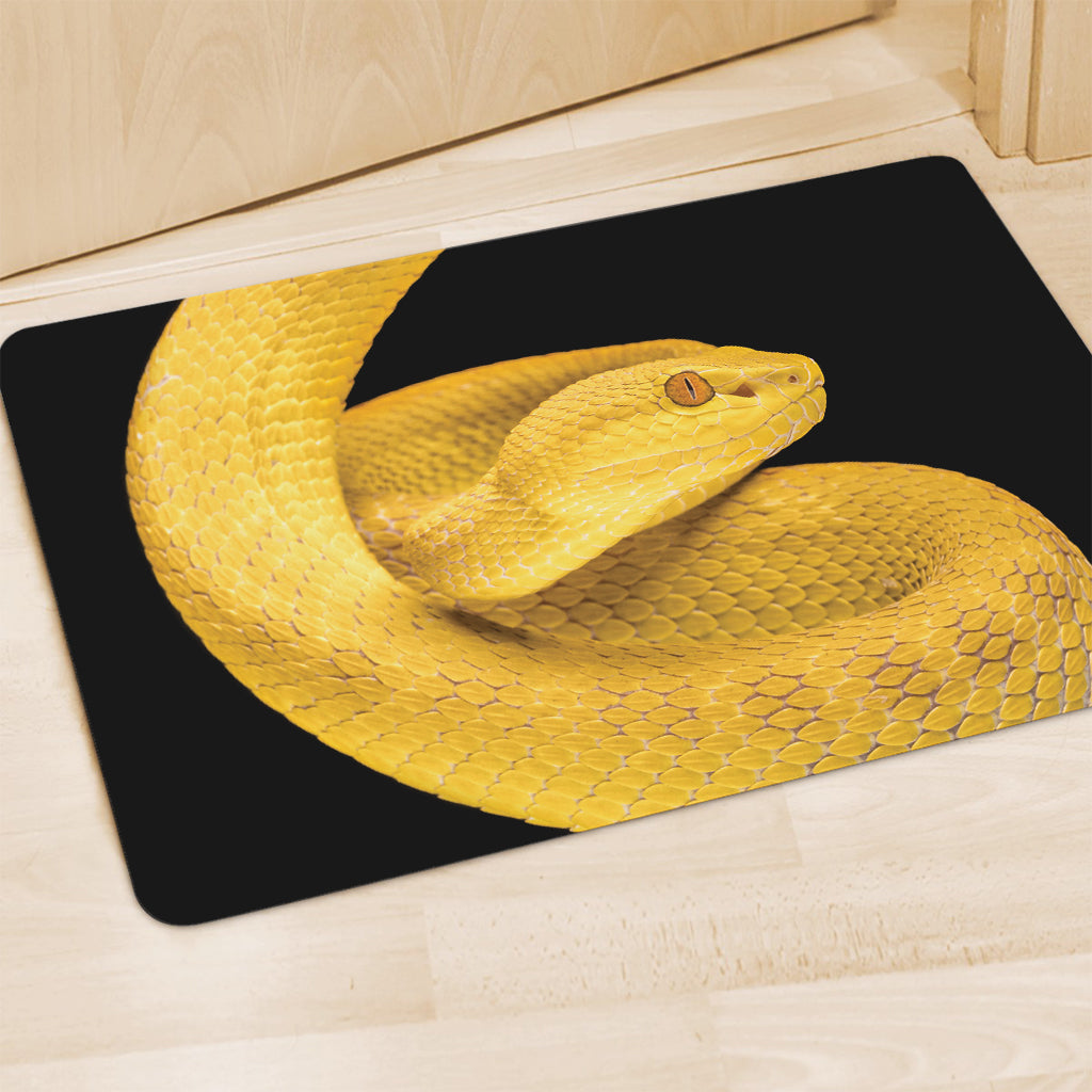 Yellow Snake Print Polyester Doormat