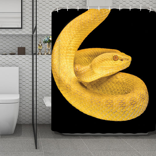 Yellow Snake Print Polyester Shower Curtain