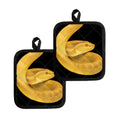 Yellow Snake Print Pot Holders