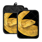 Yellow Snake Print Pot Holders With Pocket