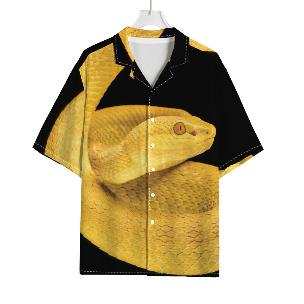 Yellow Snake Print Rayon Hawaiian Shirt