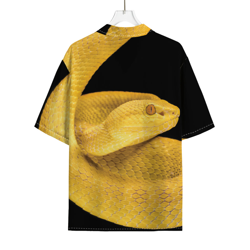 Yellow Snake Print Rayon Hawaiian Shirt