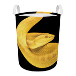 Yellow Snake Print Round Laundry Basket