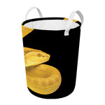 Yellow Snake Print Round Laundry Basket
